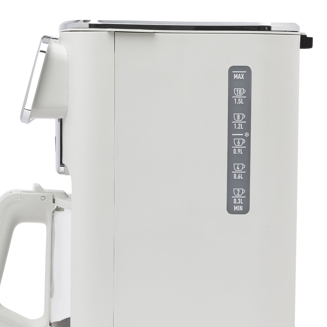 Haden Dual Brew 10 Cup Hot & Ice Programmable Digital Coffee Maker, Ivory/Chrome