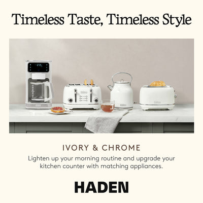 Haden Dual Brew 10 Cup Hot & Ice Programmable Digital Coffee Maker, Ivory/Chrome - VMInnovations