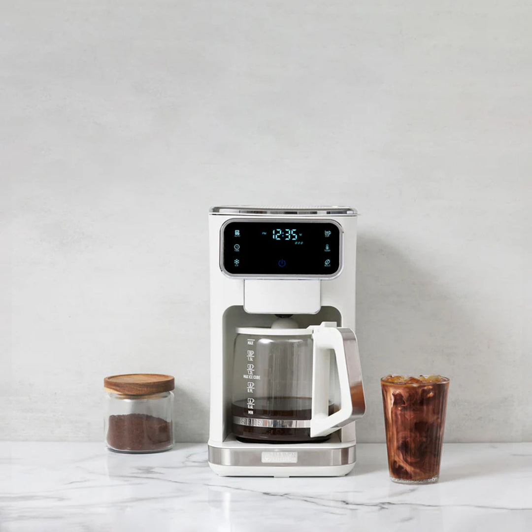 Haden Dual Brew 10 Cup Hot & Ice Programmable Digital Coffee Maker, Ivory/Chrome