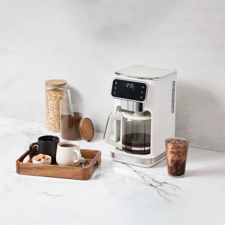 Haden Dual Brew 10 Cup Hot & Ice Programmable Digital Coffee Maker, Ivory/Chrome