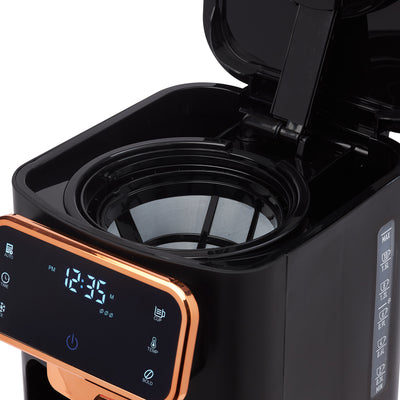 Haden Dual Brew 12 Cup Hot & Ice Programmable Digital Coffee Maker, Black/Copper