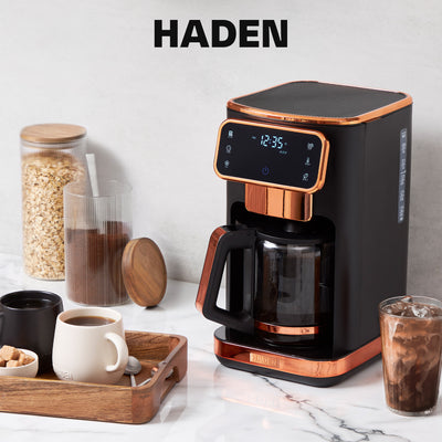 Haden Dual Brew 12 Cup Hot & Ice Programmable Digital Coffee Maker, Black/Copper