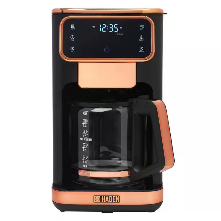 Haden Dual Brew 12 Cup Hot & Ice Digital Coffee Maker, Black/Copper (Open Box)