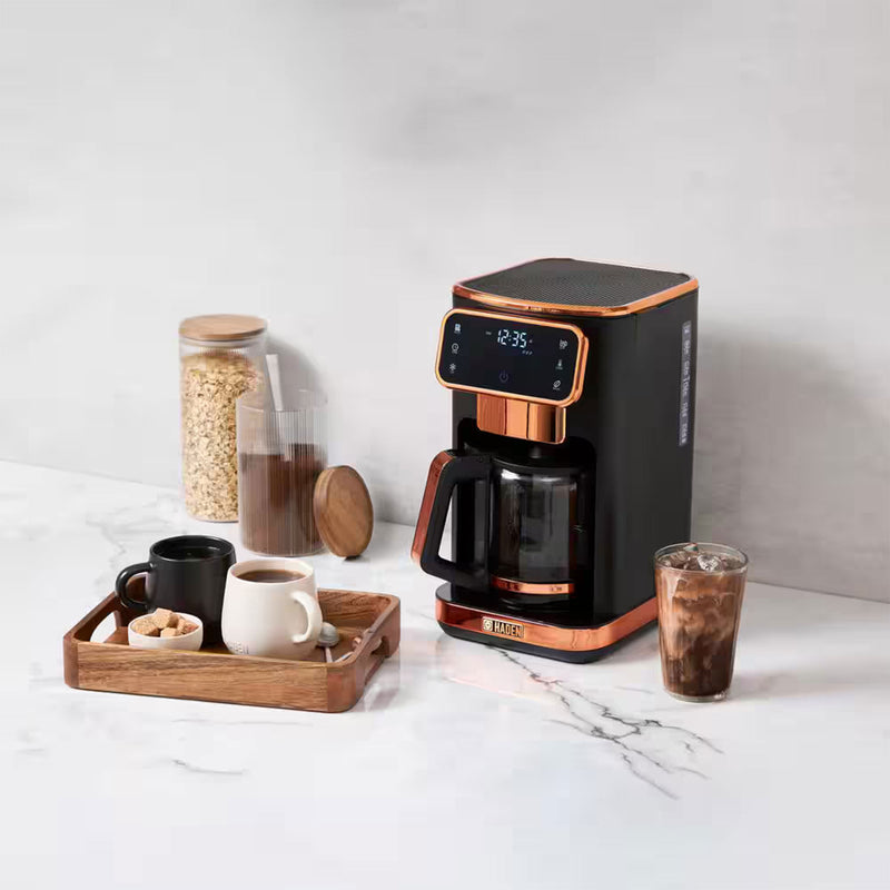 Haden Dual Brew 12 Cup Hot & Ice Digital Coffee Maker, Black/Copper (Open Box)