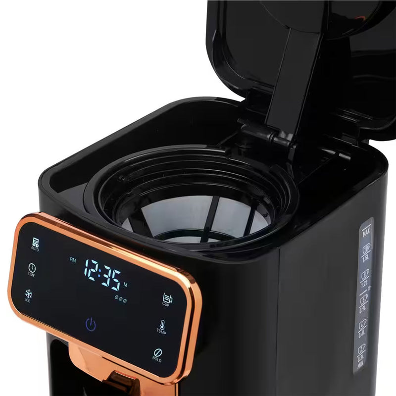 Haden Dual Brew 12 Cup Hot & Ice Digital Coffee Maker, Black/Copper (Open Box)