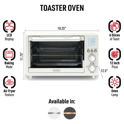 Haden Countertop 6 Slice Toaster Oven Air Fryer Combo for Kitchen, Ivory/Copper