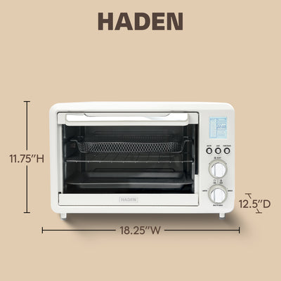 Haden 6 Slice Toaster Oven Air Fryer Combo for Kitchen, Ivory/Chrome (Open Box) - VMInnovations