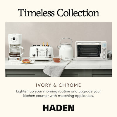 Haden 6 Slice Toaster Oven Air Fryer Combo for Kitchen, Ivory/Chrome (Open Box)