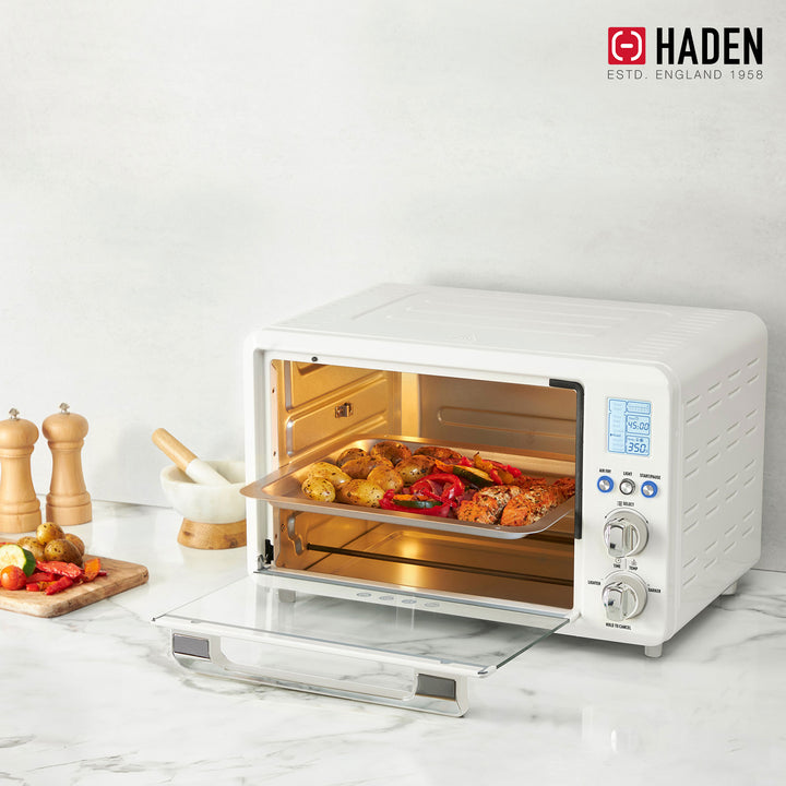 Haden 6 Slice Toaster Oven Air Fryer Combo for Kitchen, Ivory/Chrome (Open Box)