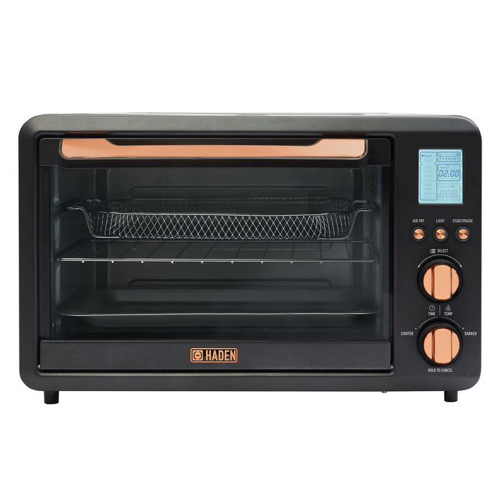 Haden Countertop 6 Slice Toaster Oven Air Fryer Combo, Black/Copper (Used)