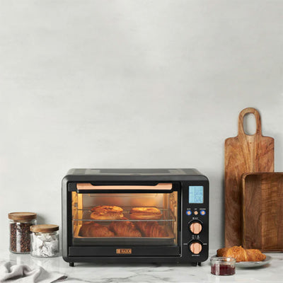 Haden Countertop 6 Slice Toaster Oven Air Fryer Combo for Kitchen, Black/Copper