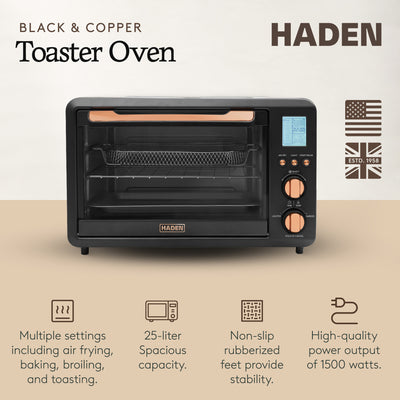 Haden Countertop 6 Slice Toaster Oven Air Fryer Combo, Black/Copper (Used) - VMInnovations