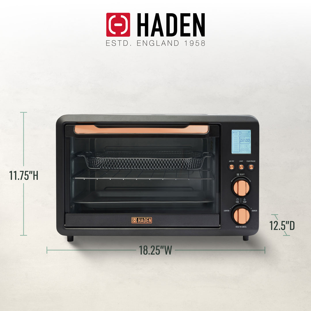 Haden Countertop 6 Slice Toaster Oven Air Fryer Combo, Black/Copper (Used)