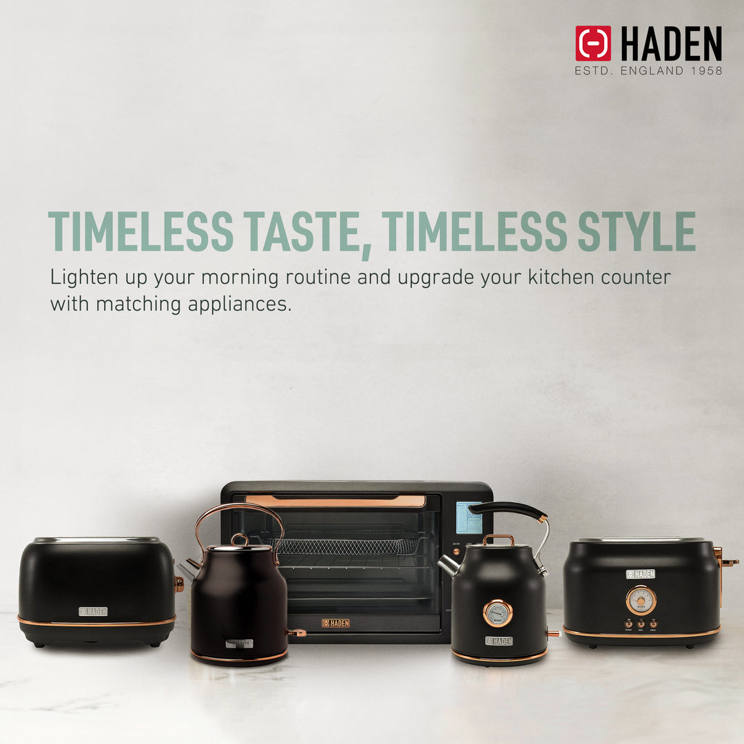 Haden Countertop 6 Slice Toaster Oven Air Fryer Combo for Kitchen, Black/Copper