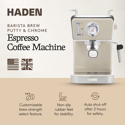 Haden Barista Brew Espresso Coffee Machine 20-Bar Espresso Maker, Putty & Copper - VMInnovations