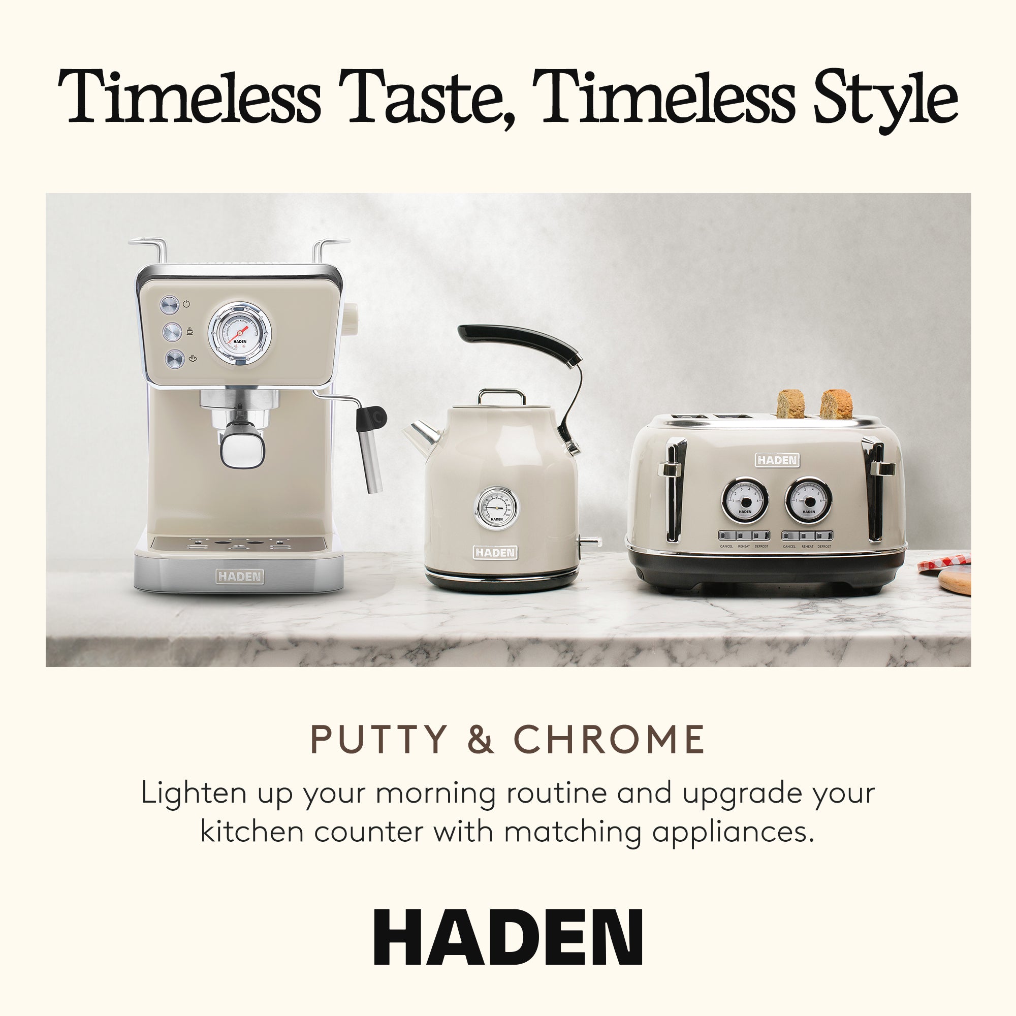 Haden Barista Brew Espresso Coffee Machine 20-Bar Espresso Maker, Putty & Copper - VMInnovations