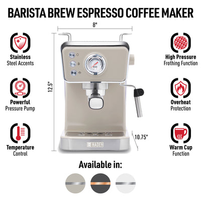 Haden Barista Brew Espresso Machine 20-Bar Espresso Maker, Putty (Open Box) - VMInnovations
