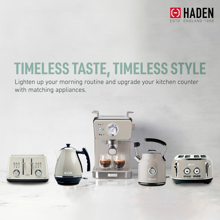 Haden Barista Brew Espresso Coffee Machine 20-Bar Espresso Maker, Putty & Copper