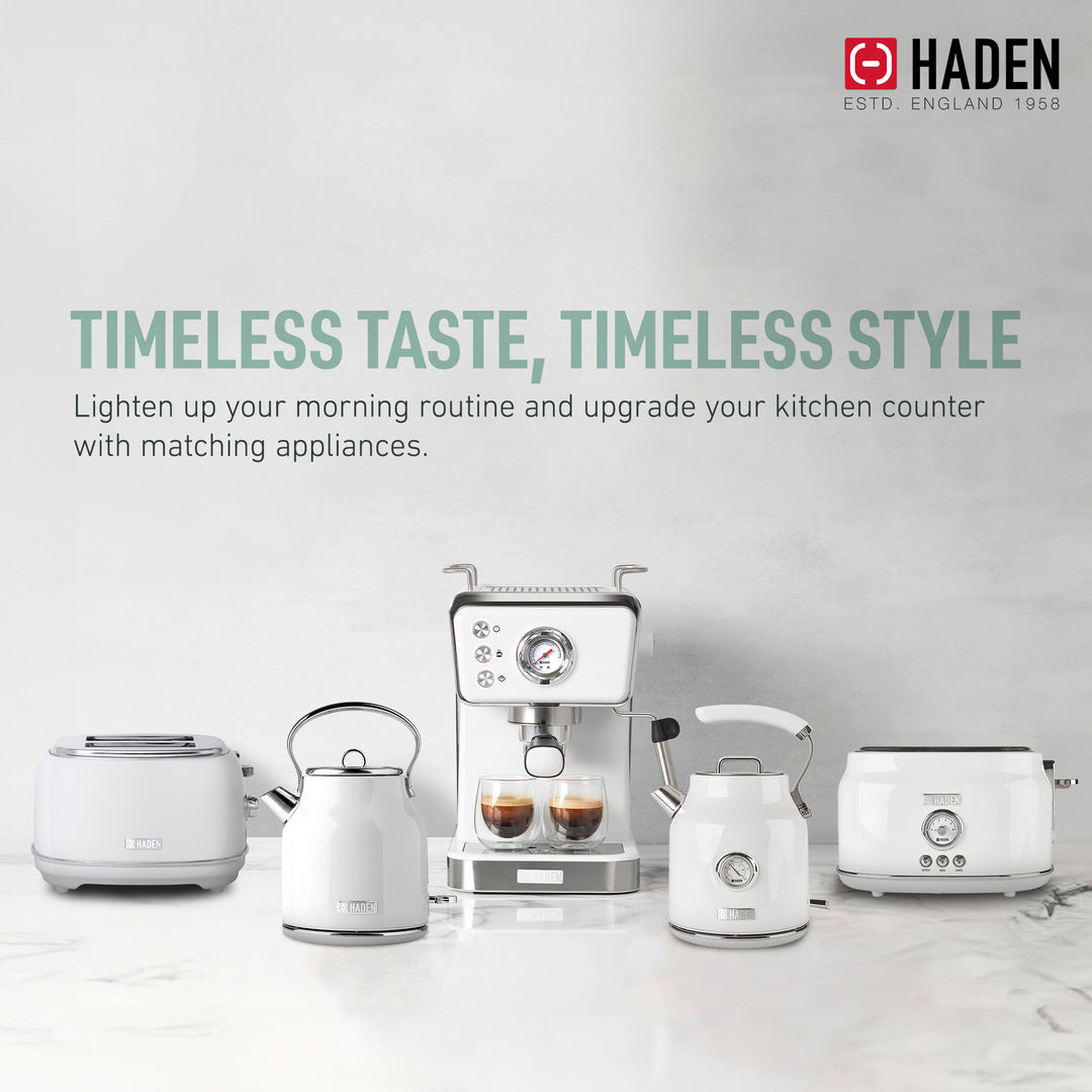 Haden Brew Espresso Coffee Machine 20-Bar Espresso Maker, Ivory & Copper (Used)