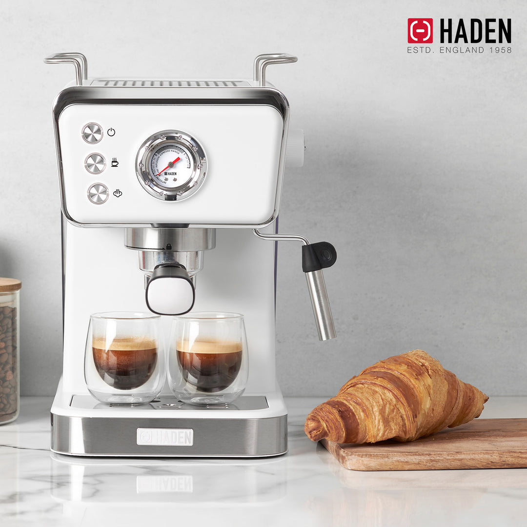 Haden Brew Espresso Coffee Machine 20-Bar Espresso Maker, Ivory & Copper (Used)