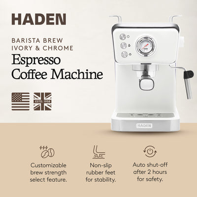 Haden Barista Brew Espresso Coffee Machine, Ivory & Copper (Open Box)