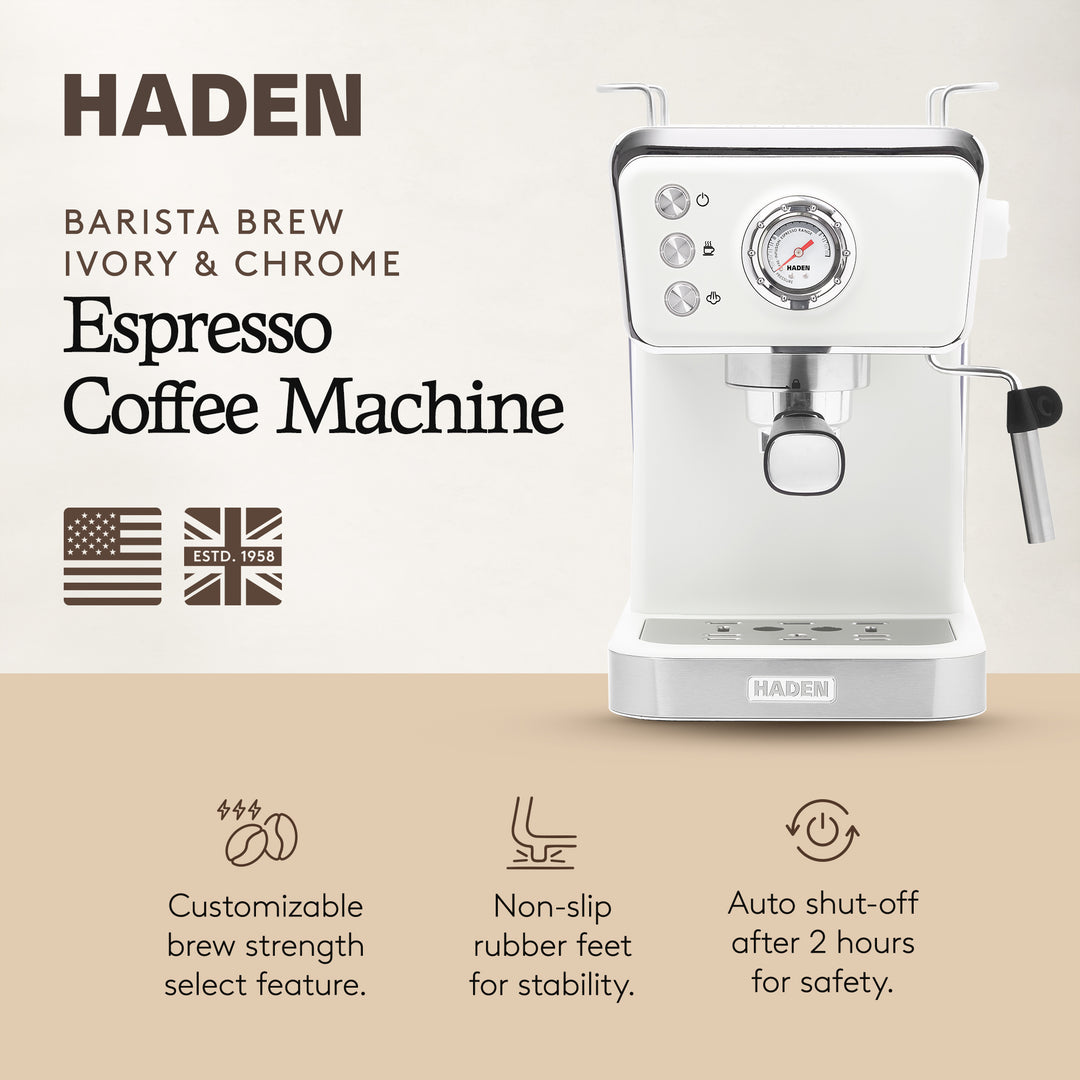 Haden Barista Brew Espresso Coffee Machine, Ivory & Copper (Open Box) - VMInnovations