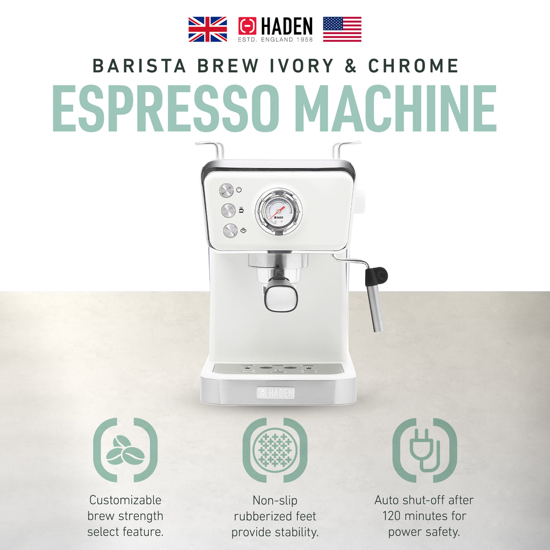 Haden Barista Brew Espresso Coffee Machine 20-Bar Espresso Maker, Ivory & Copper