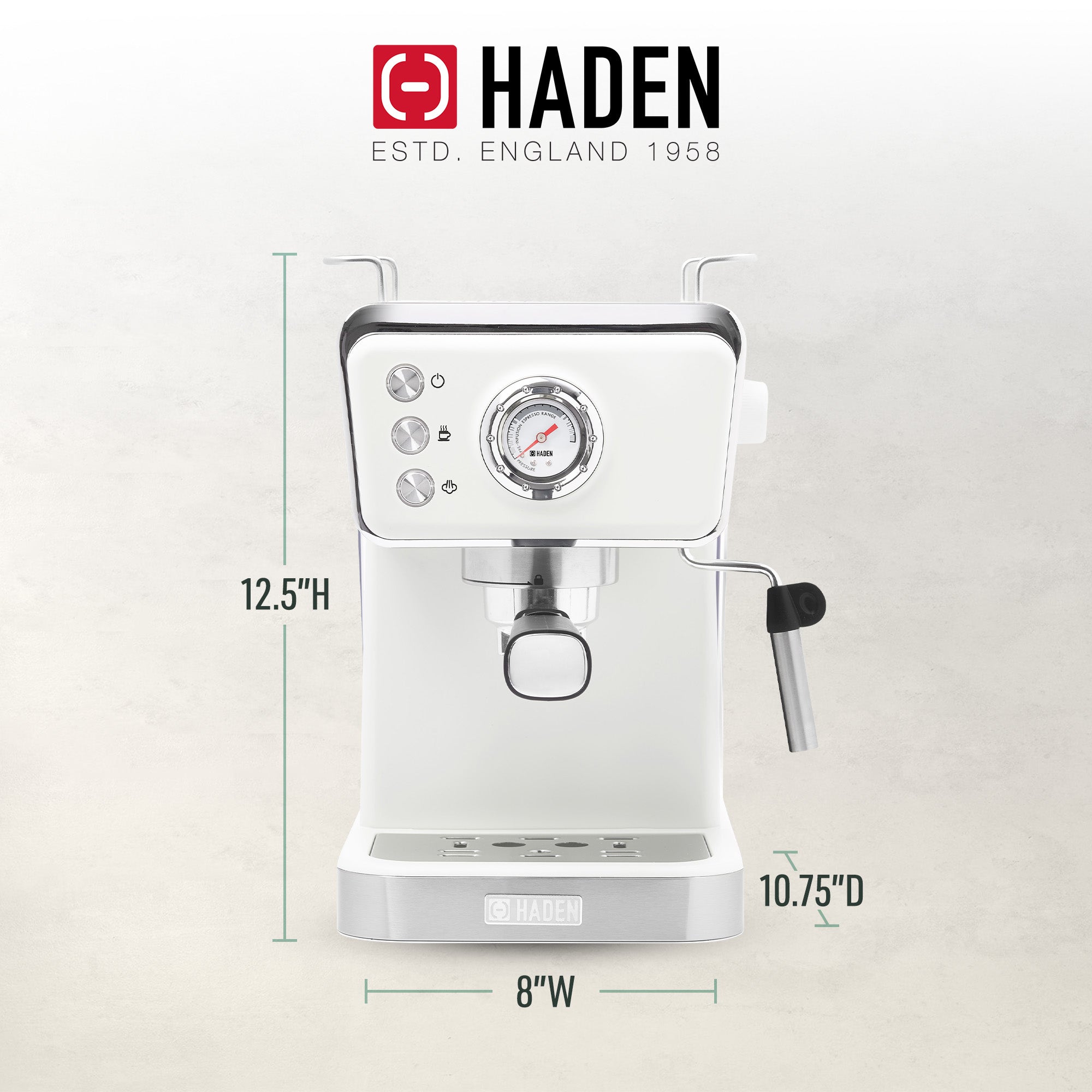 Haden Brew Espresso Coffee Machine 20-Bar Espresso Maker, Ivory & Copper (Used) - VMInnovations