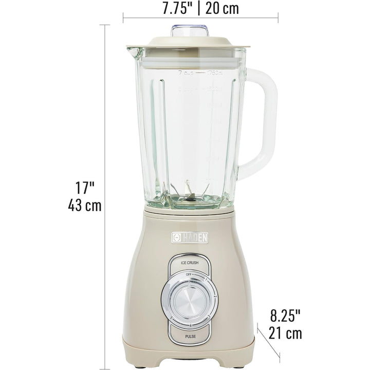 Haden Stainless 1.75 Liter Glass Jug 700W Motor Power Blender, Putty/Chrome