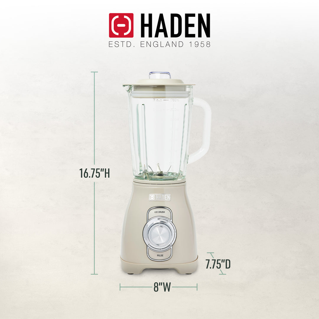 Haden Stainless 1.75 Liter Glass Jug 700W Motor Power Blender, Putty/Chrome