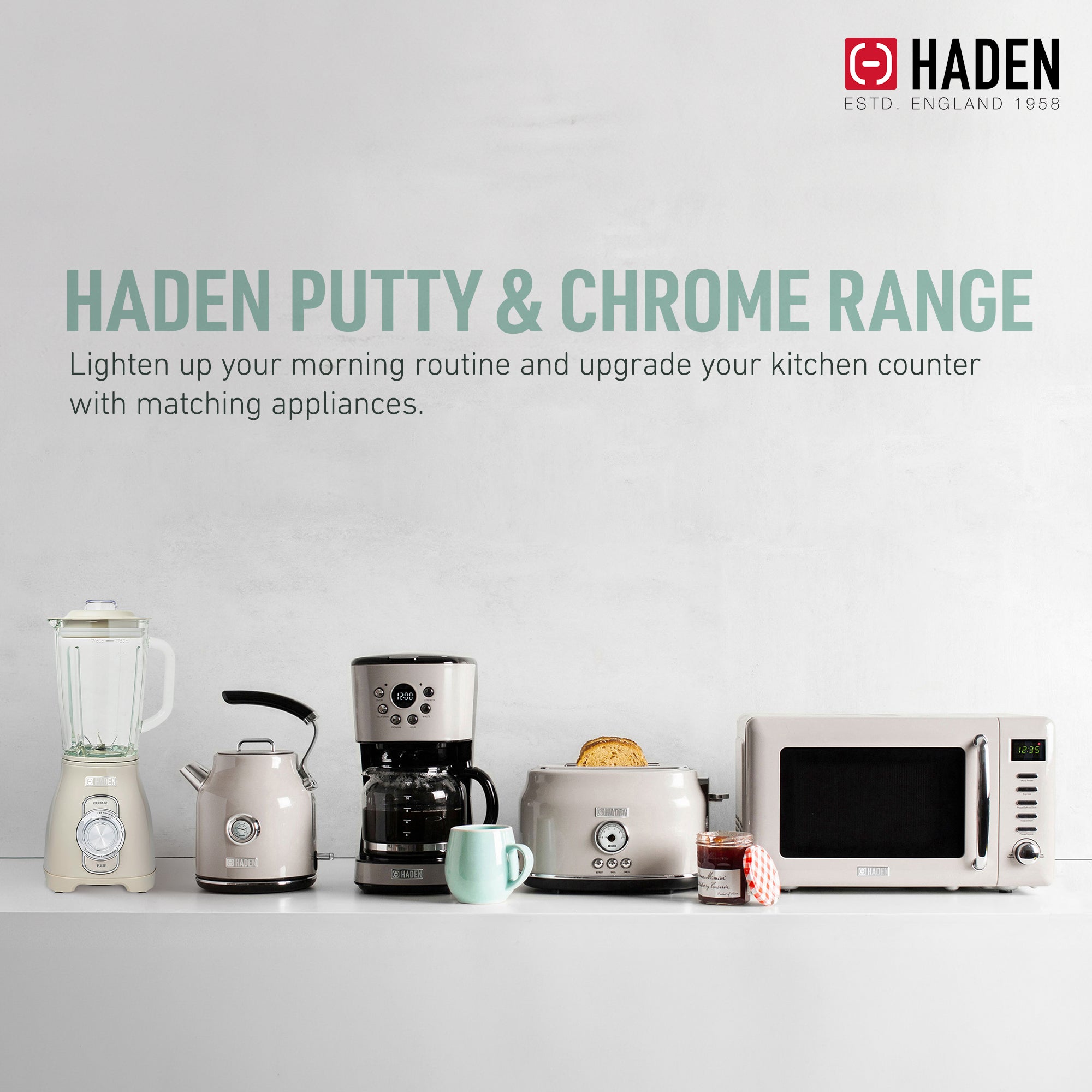 Haden 1.75 Liter Glass Jug 700W Motor Power Blender, Putty/Chrome (Open Box) - VMInnovations