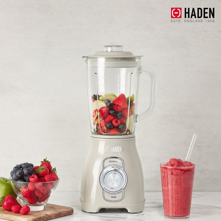 Haden Stainless 1.75 Liter Glass Jug 700W Motor Power Blender, Putty/Chrome