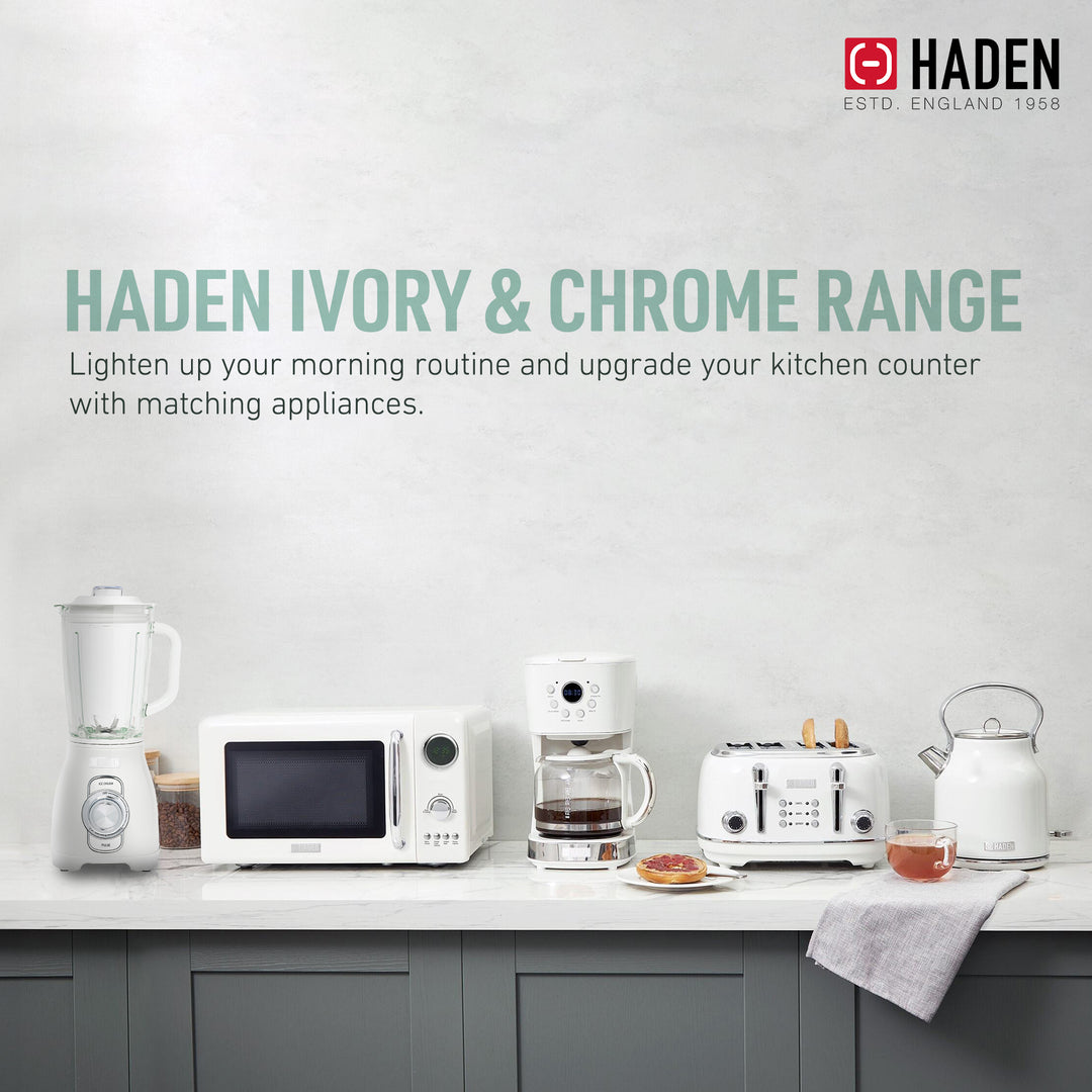 Haden Stainless 1.75L Glass 700W Motor Power Blender, Ivory/Chrome (Open Box)