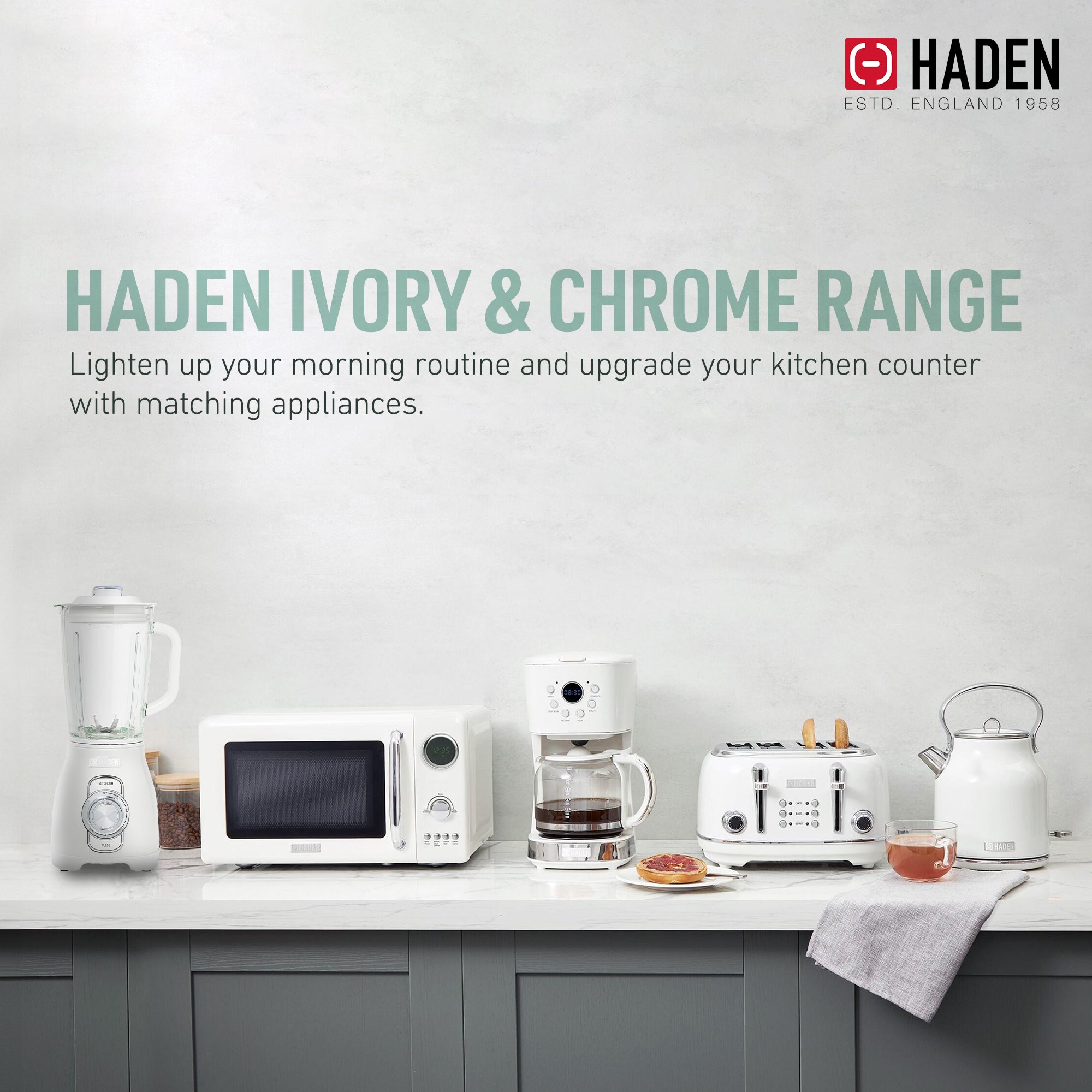 Haden Stainless 1.75 Liter Glass Jug 700W Motor Power Blender,Ivory/Chrome(Used) - VMInnovations