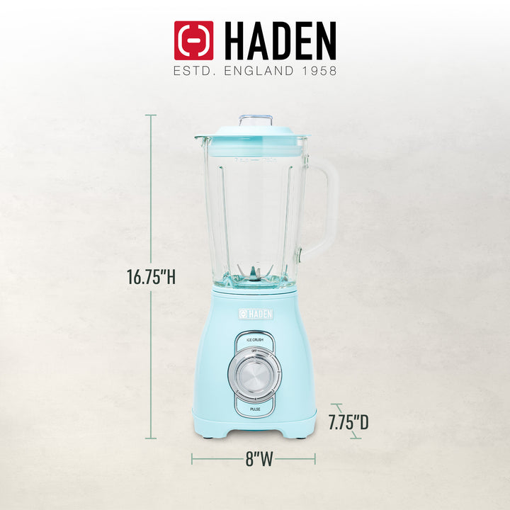 Haden Stainless 1.75 Lt Glass Jug 700W Power Blender, Turquoise/Chrome(Open Box)