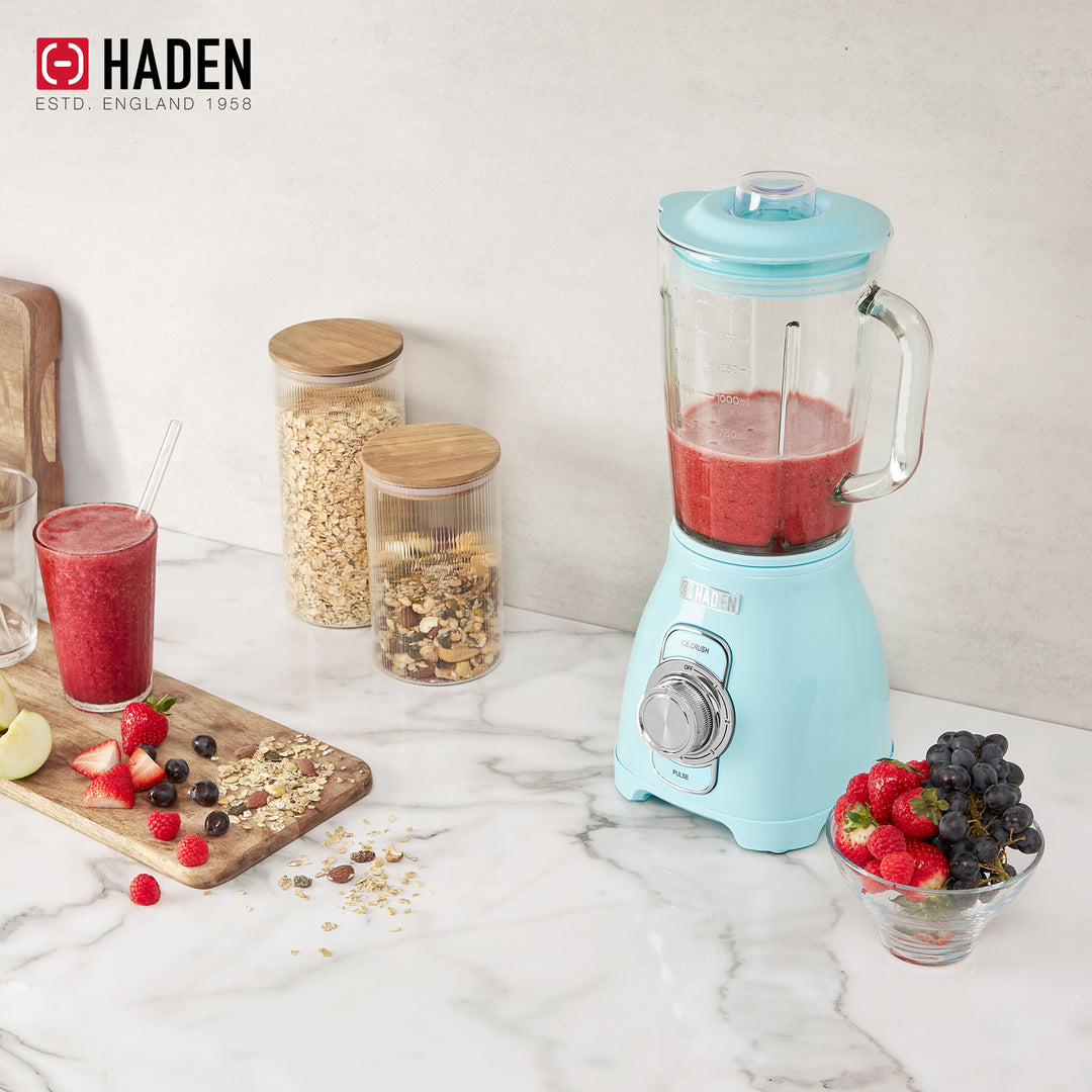 Haden Stainless 1.75 Lt Glass Jug 700W Power Blender, Turquoise/Chrome(Open Box)