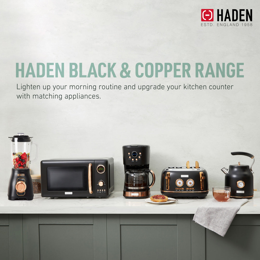 Haden Stainless 1.75 Lt Glass Jug 700W Motor Power Blender, Black/Copper (Used)