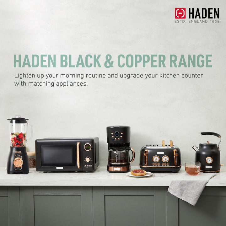 Haden Stainless 1.75 Lt Glass Jug 700W Power Blender, Black/Copper(Open Box)