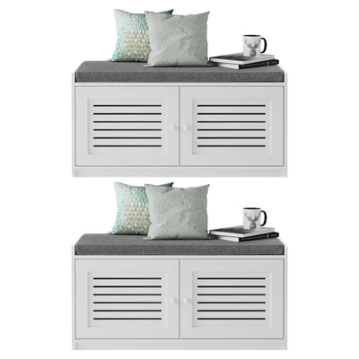 Sturdis Shoe Storage Cushioned Seat Bench with Adjustable Shelves, 2 Pack, White - VMInnovations