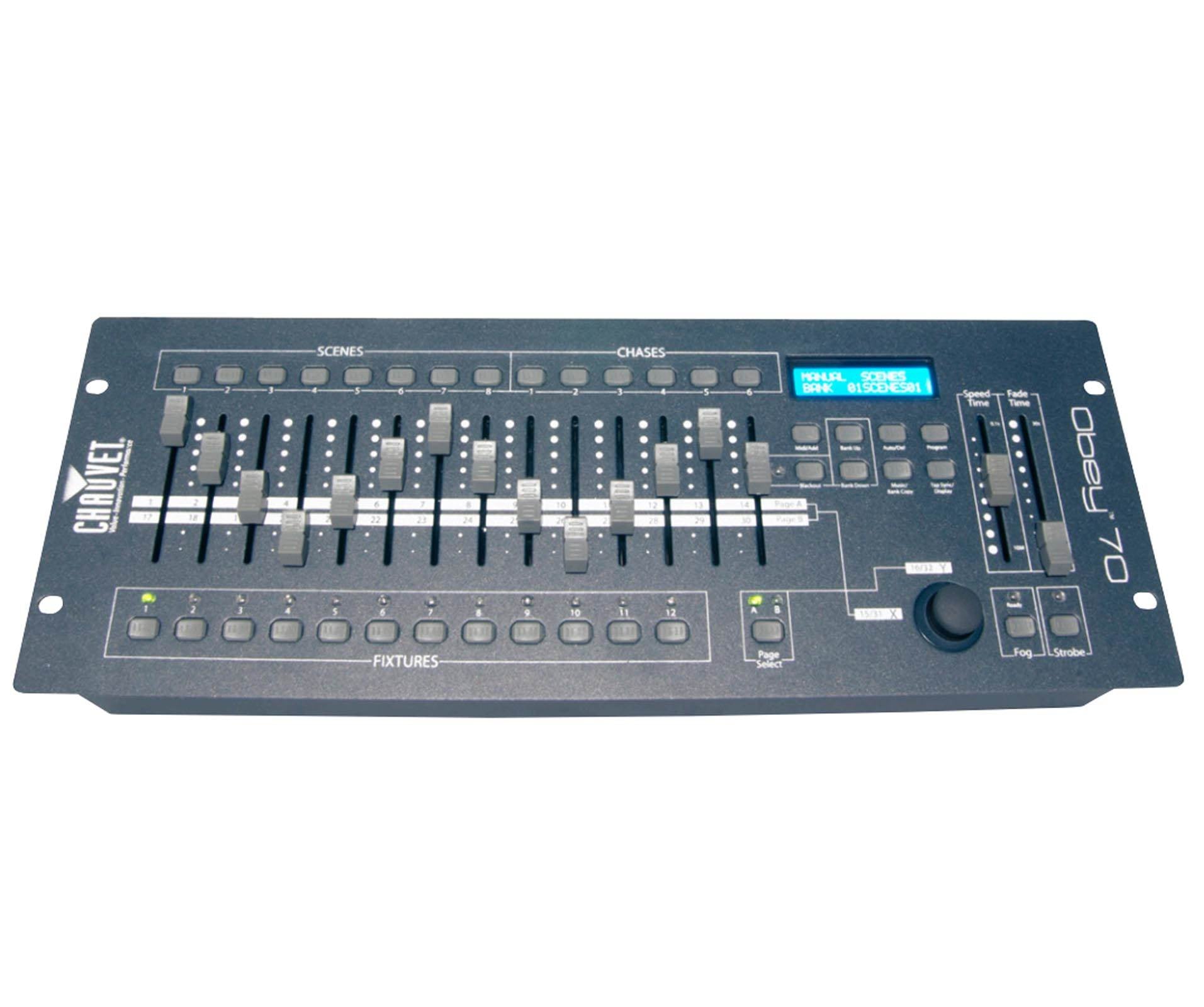 Chauvet DJ OBEY70 Obey 70 Lighting & Fog DMX-512 Controller and 10' & 25' Cables
