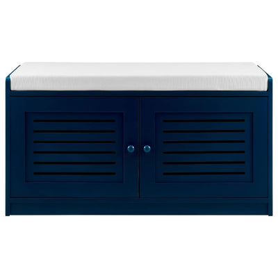 Sturdis Shoe Storage Cushioned Seat Bench with Adjustable Shelves, 2 Pack, Blue - VMInnovations