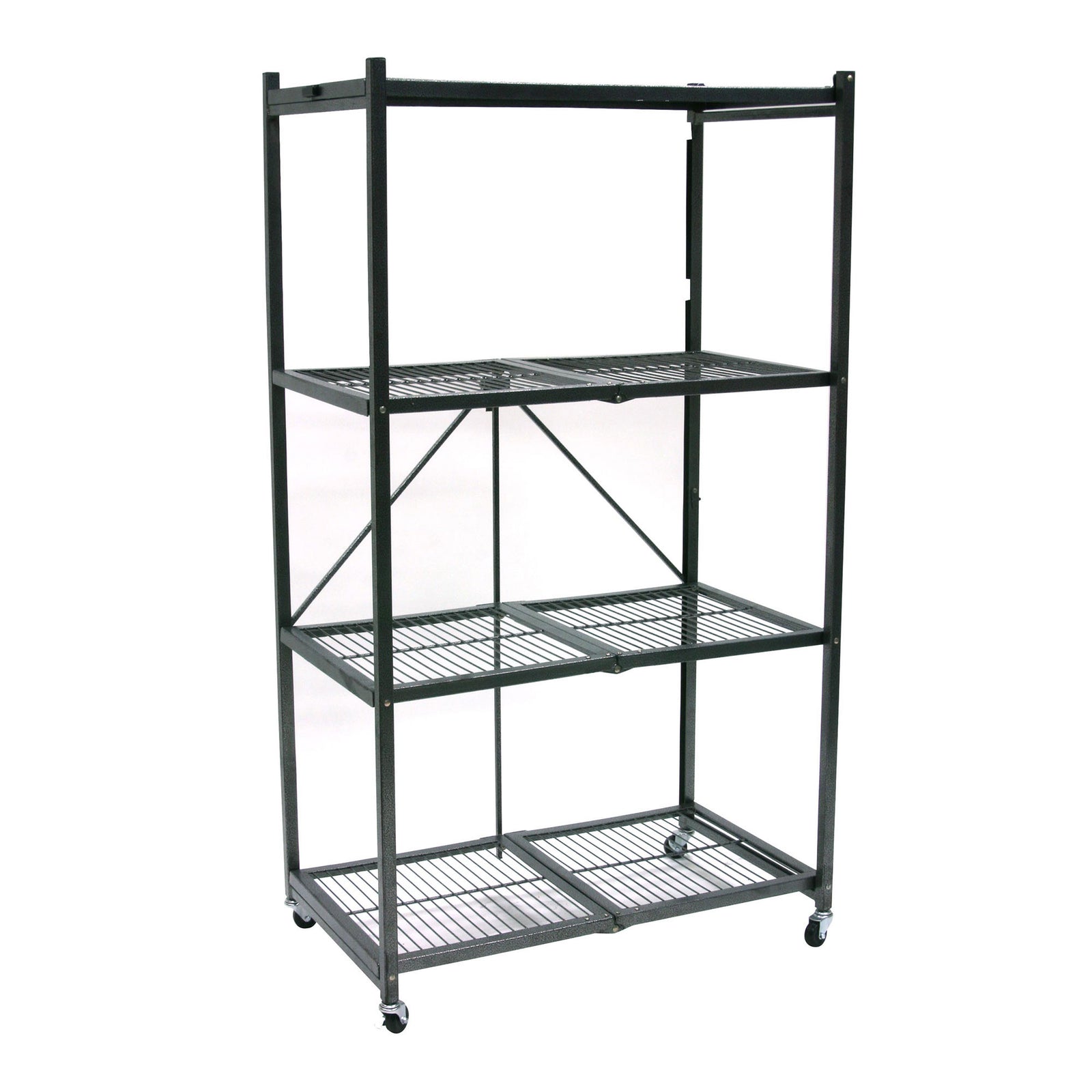Origami 4 Tier Folding Storage Rack w/ Set of 4 Magnetic Wire Shelf Liners, Gray - VMInnovations