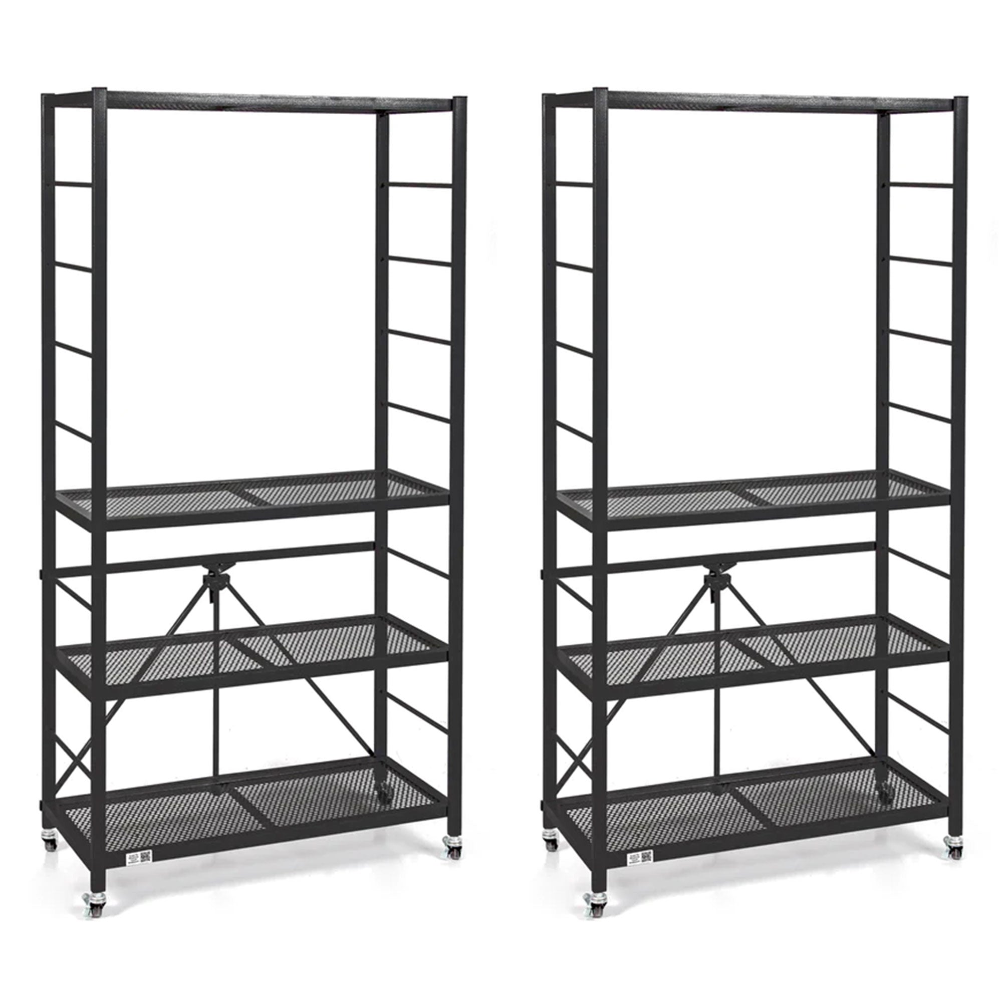 Origami R2 Series Folding Steel Adjustable Shelving Storage Rack, 2 Pack, Black - VMInnovations