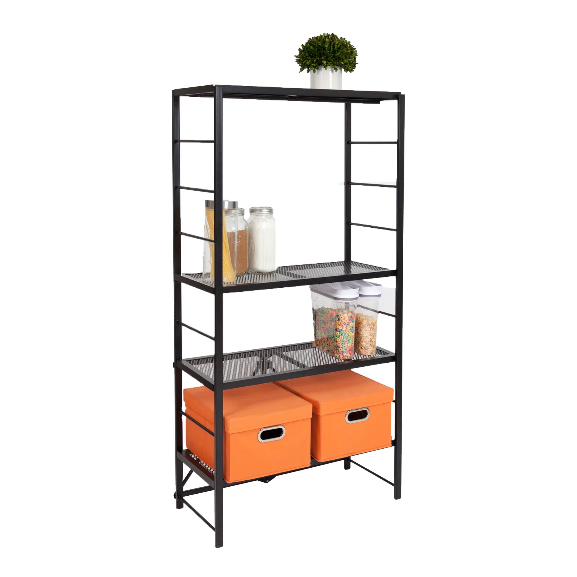 Origami R2 Series Folding Steel Adjustable Shelving Storage Rack, 2 Pack, Black - VMInnovations