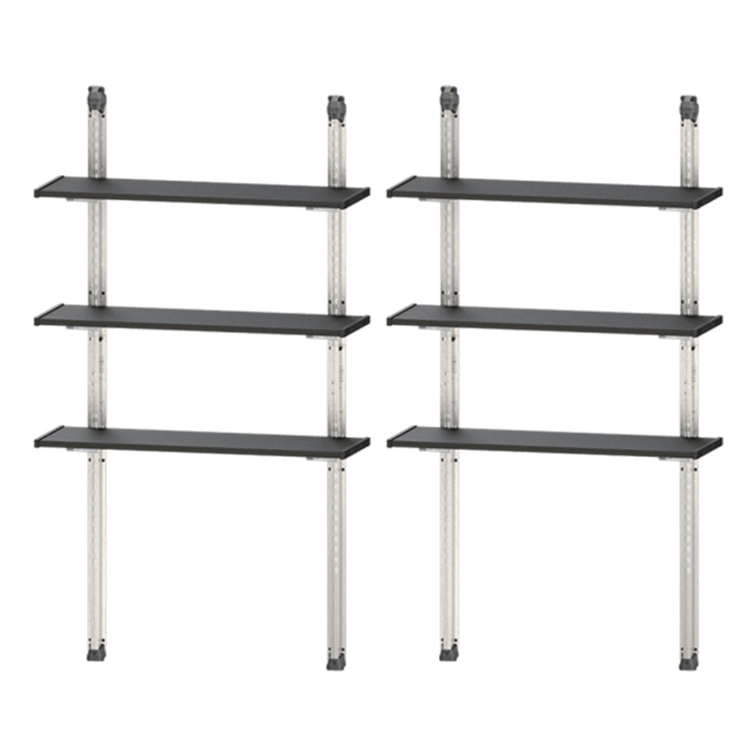 Keter 40 Inch All Weather Steel Utility Storage Shed Shelf Kit, 2 Pack, Black