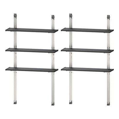 Keter 40 Inch All Weather Steel Utility Storage Shed Shelf Kit, 2 Pack, Black - VMInnovations