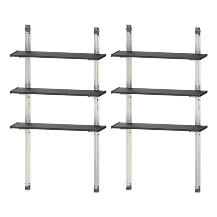 Keter 40 Inch All Weather Steel Utility Storage Shed Shelf Kit, 2 Pack, Black