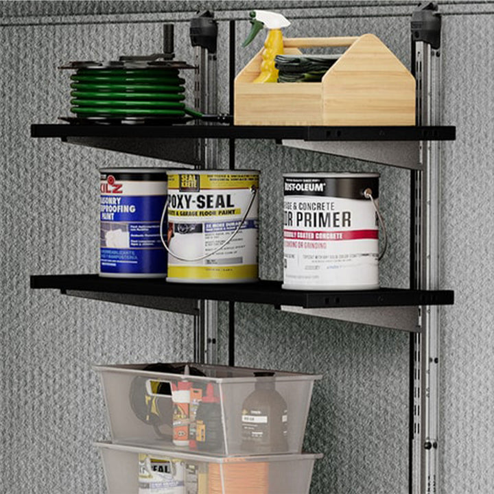 Keter 40 Inch All Weather Steel Utility Storage Shed Shelf Kit, 2 Pack, Black