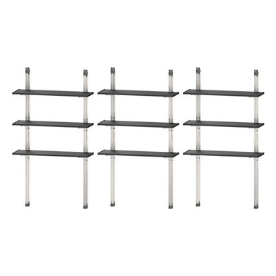 Keter 40 Inch All Weather Steel Utility Storage Shed Shelf Kit, 3 Pack, Black