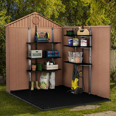 Keter 40 Inch All Weather Steel Utility Storage Shed Shelf Kit, 3 Pack, Black